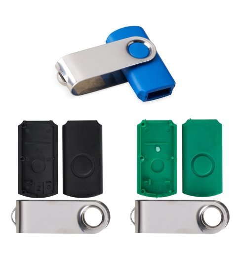 Carcaça Pen Drive Giratório Brilhante